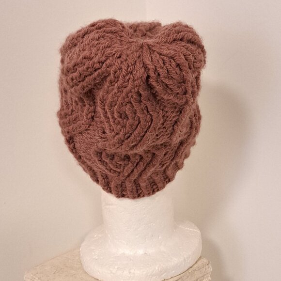 Hand-Crocheted Rust Colored Slouch Hat - Picture 5 of 6